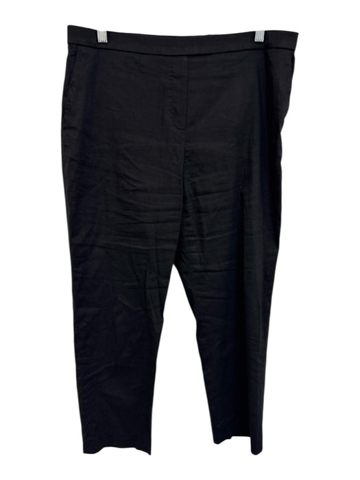 Theory Size 12 Black Linen Blend Elastic Waist High Rise Pockets Pants Black / 12