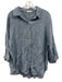 Milio Milano by Venti 6 Size S Slate Blue Linen 1/2 Sleeve Buttons Collar Top Slate Blue / S