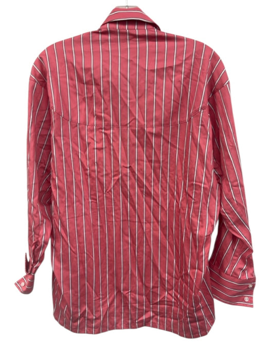 J. McLaughlin Size XS Pink, Black, White Cotton Long Sleeve Stripe Buttons Top Pink, Black, White / XS