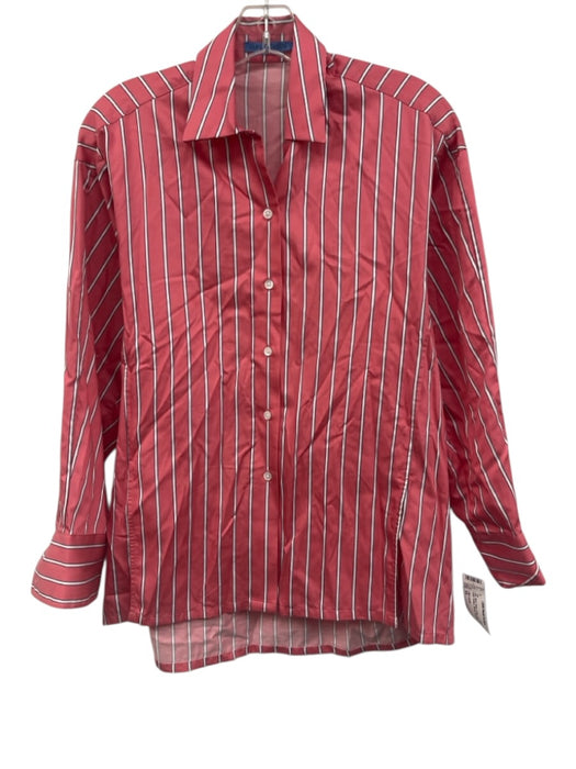 J. McLaughlin Size XS Pink, Black, White Cotton Long Sleeve Stripe Buttons Top Pink, Black, White / XS