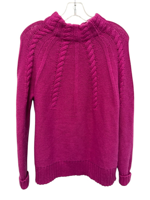 Ann Mashburn Size M Magenta Pink Cashmere Knit Cable Detail Mock Neck Sweater Magenta Pink / M