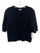Lilla P Size L Black Nylon & Wool Blend Perforated Knit Short Sleeve Sweater Black / L