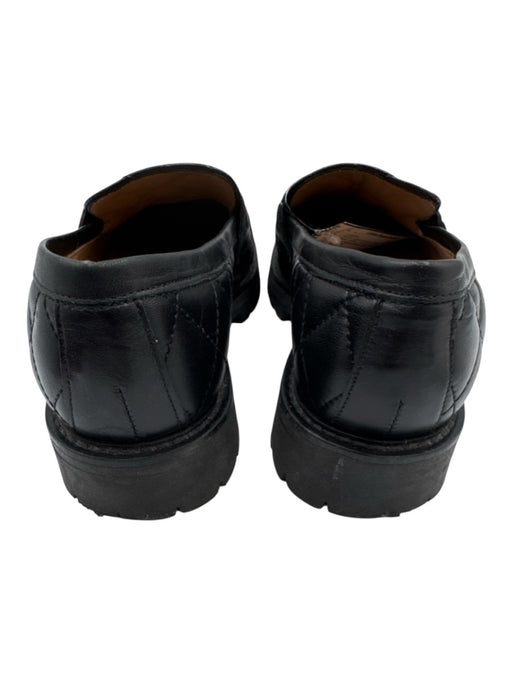 Flattered Shoe Size 37 Black Leather Upper Quilted Penny Lug Sole Loafers Black / 37