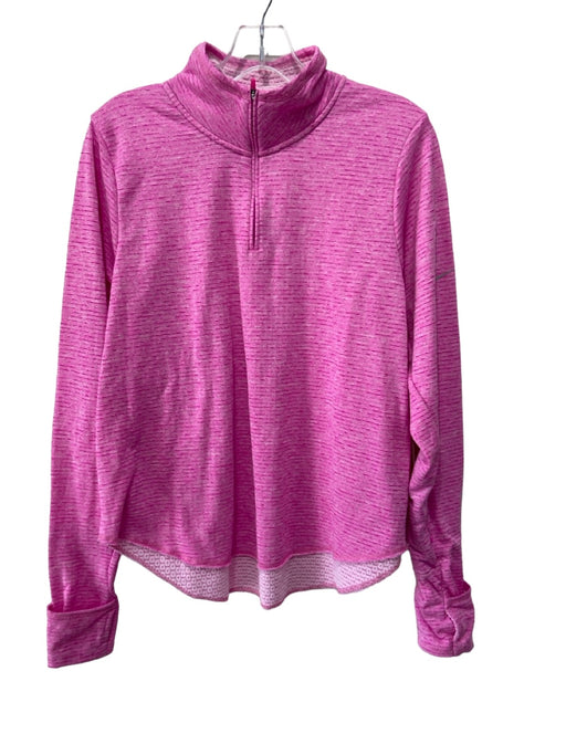 Nike Size L Pink Polyester Blend 1/4 Zip Long Sleeve Mock Neck Top Pink / L