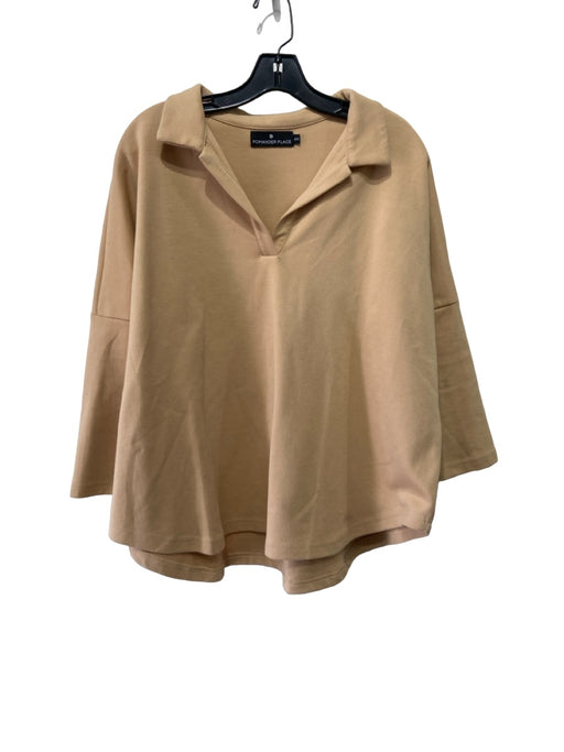 Pomander Place Size XS/S Camel Beige Polyester Blend Collar 3/4 Sleeve Top Camel Beige / XS/S