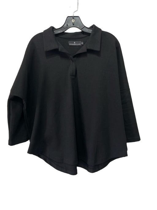 Pomander Place Size XS/S Black Polyester Blend Drop Shoulder 3/4 Sleeve Top Black / XS/S