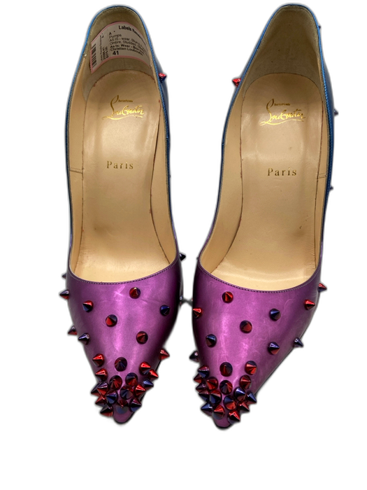 Christian Louboutin Shoe Size 41 Blue & Purple Leather Ombre Studded Pumps Blue & Purple / 41
