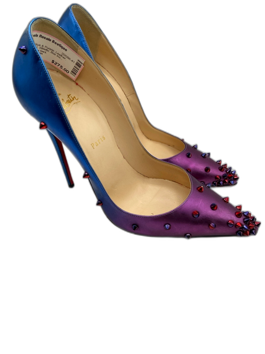 Christian Louboutin Shoe Size 41 Blue & Purple Leather Ombre Studded Pumps Blue & Purple / 41