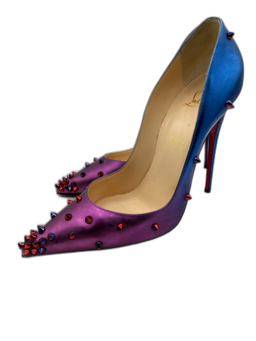 Christian Louboutin Shoe Size 41 Blue & Purple Leather Ombre Studded Pumps Blue & Purple / 41