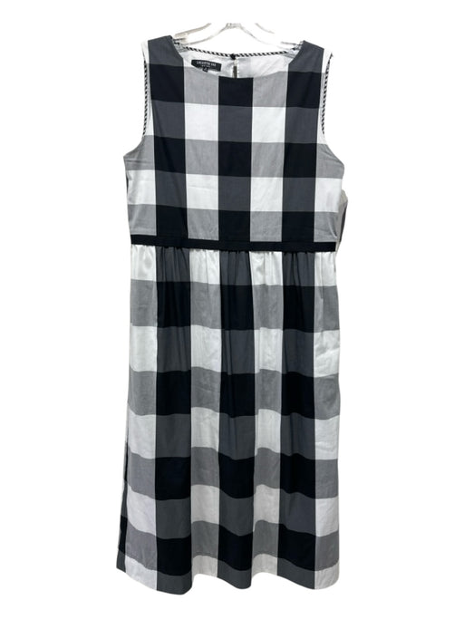 Lafayette 148 Size Small Black & White Cotton Blend Sleeveless Checked Dress Black & White / Small
