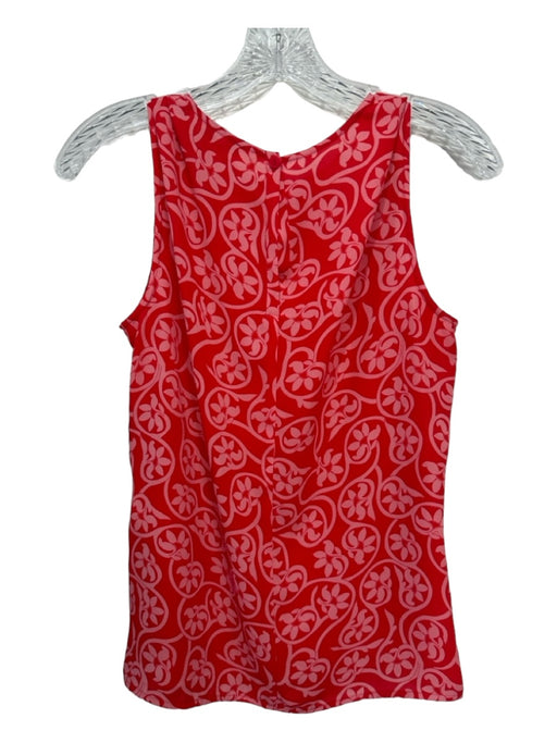 Diane Von Furstenberg Size S Pink & Red Polyester Sleeveless Floral Keyhole Top Pink & Red / S
