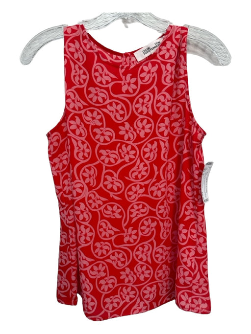 Diane Von Furstenberg Size S Pink & Red Polyester Sleeveless Floral Keyhole Top Pink & Red / S