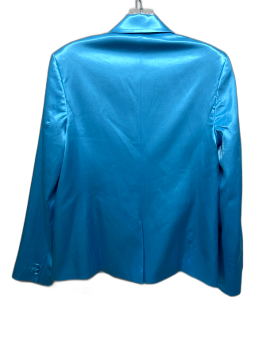 Staud Size M Aqua Blue Viscose Blend Satin Shiny One Button Blazer Jacket Aqua Blue / M