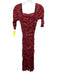 Diane Von Furstenberg Size S Red, Pink, Orange Nylon Leaves Gathered Sheer Dress Red, Pink, Orange / S