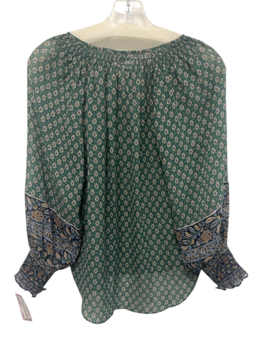 Veronica Beard Size S / 6 Green & Multi Silk Paisley Print Semi Sheer Top Green & Multi / S / 6