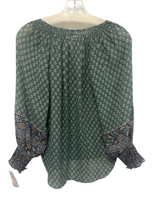 Veronica Beard Size S / 6 Green & Multi Silk Paisley Print Semi Sheer Top Green & Multi / S / 6
