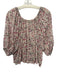 Natalie Martin Size S Cream, Pink & Multi Rayon Floral Short Puff Sleeve Top Cream, Pink & Multi / S