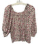 Natalie Martin Size S Cream, Pink & Multi Rayon Floral Short Puff Sleeve Top Cream, Pink & Multi / S