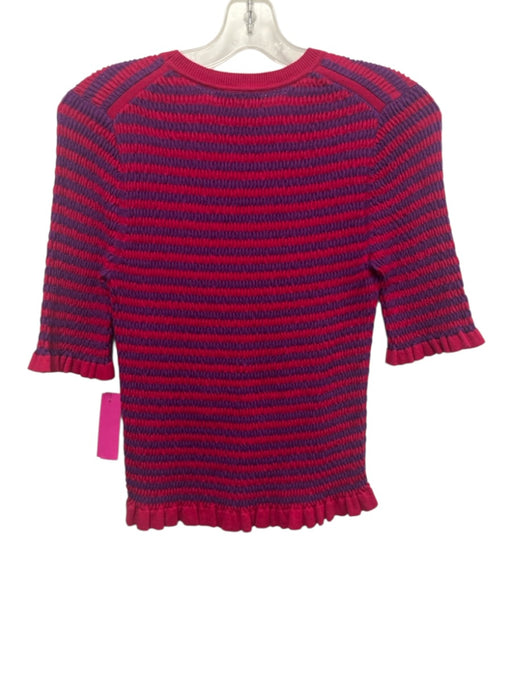 ME+EM Size S Red & Purple No Fabric Tag Striped Textured Knit Short Sleeve Top Red & Purple / S