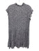 Sundry Size M White & Navy Blue Rayon Floral Ruffle Cap Sleeve Tie V Neck Dress White & Navy Blue / M
