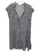 Sundry Size M White & Navy Blue Rayon Floral Ruffle Cap Sleeve Tie V Neck Dress White & Navy Blue / M