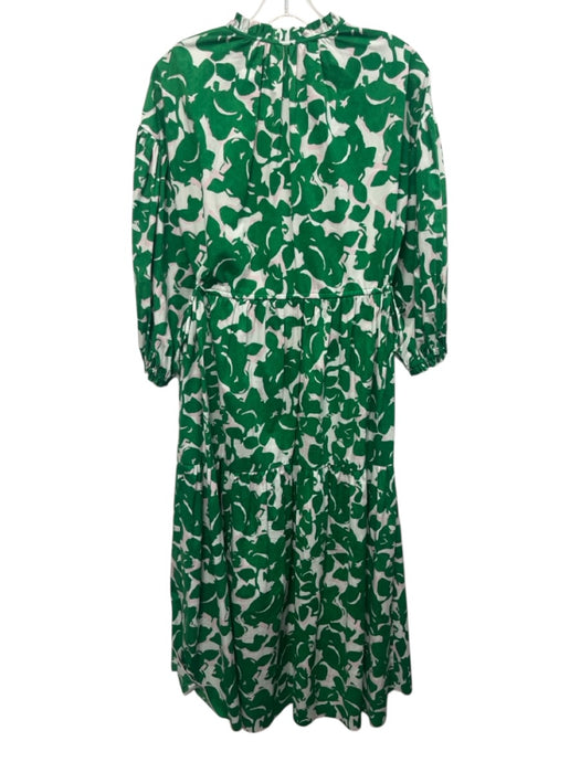 Diane Von Furstenberg Size S White, Green & Pink Cotton Blend V Neck Dress White, Green & Pink / S