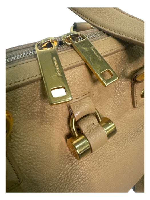 Yves Saint Laurent Beige Pebbled Leather Gold hardware Double Top Handle Bag Beige / M