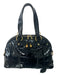 Yves Saint Laurent Black Patent Leather Goldtone Trim Zip Close Tote Bag Black