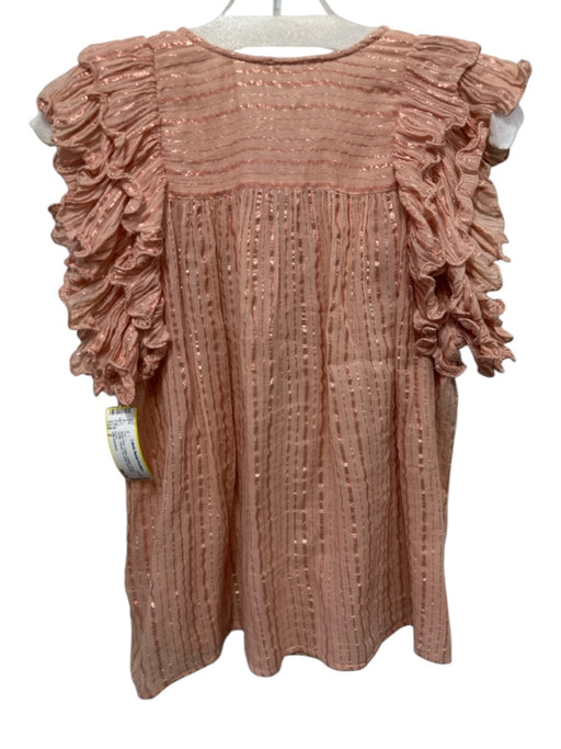 Ulla Johnson Size 2 Blush Pink Cotton Metallic Thread Ruffle Top Blush Pink / 2