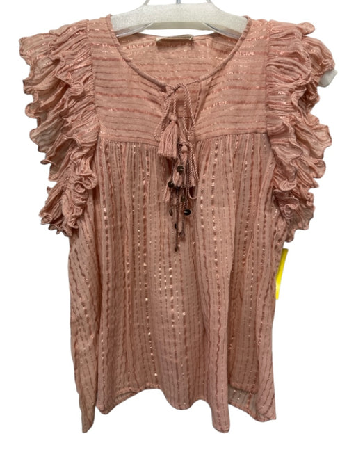 Ulla Johnson Size 2 Blush Pink Cotton Metallic Thread Ruffle Top Blush Pink / 2