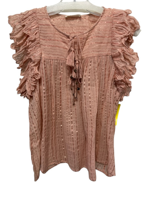 Ulla Johnson Size 2 Blush Pink Cotton Metallic Thread Ruffle Top Blush Pink / 2