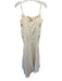 A.L.C. Size 6 Beige Linen Blend Crochet Detail Ruched Midi Dress Beige / 6