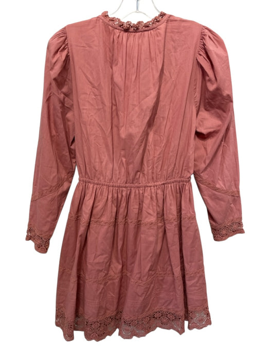 Ulla Johnson Size 2 Clay Red Cotton Lace Trim Elastic Waist Above Knee Dress Clay Red / 2
