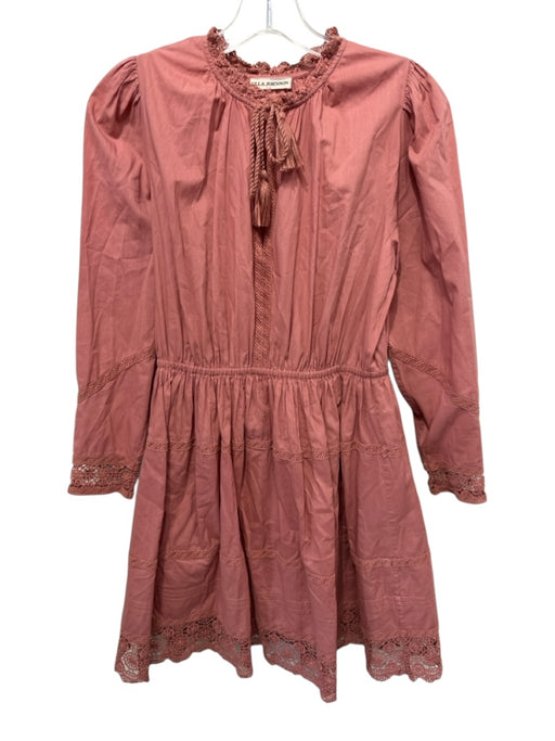 Ulla Johnson Size 2 Clay Red Cotton Lace Trim Elastic Waist Above Knee Dress Clay Red / 2