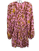 Ulla Johnson Size 2 Pink & Brown Silk Pleated Floral Gathered Above Knee Dress Pink & Brown / 2