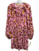 Ulla Johnson Size 2 Pink & Brown Silk Pleated Floral Gathered Above Knee Dress Pink & Brown / 2