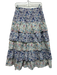 Loveshackfancy Size 2 White, Blue & Multi Cotton Floral Ruffle Tiered Maxi Skirt White, Blue & Multi / 2