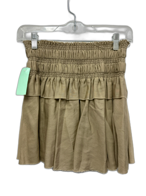 Loveshackfancy Size P Khaki Beige Lyocell blend Shirred Waist Gathered Skirt Khaki Beige / P