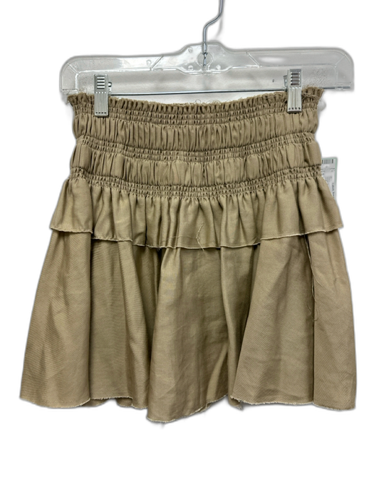 Loveshackfancy Size P Khaki Beige Lyocell blend Shirred Waist Gathered Skirt Khaki Beige / P