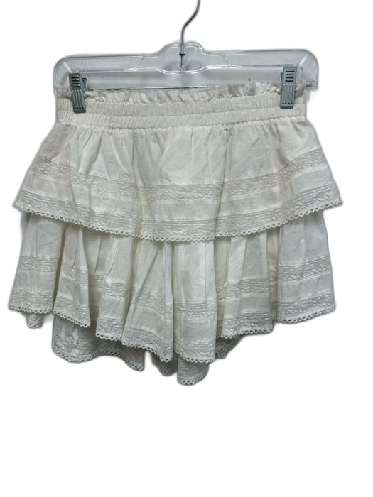 Loveshackfancy Size P White Cotton Elastic Waistband Lace Detail Mini Skirt White / P