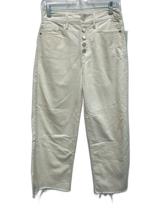Frame Size 27 Cream White Cotton Blend Denim High Rise Button Fly Jeans Cream White / 27