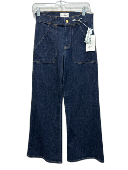 Frame Size 26 Dark Wash Cotton Blend Denim Patch Pockets Button & Zip Fly Jeans Dark Wash / 26