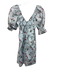 Hill House Size XXS Light Blue & Multi Cotton Botanical Short Puff Sleeve Dress Light Blue & Multi / XXS