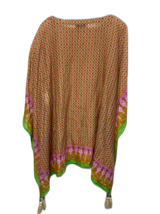 Tory Burch Size XS Orange, Green & Pink Silk & Cotton Geometric Print Dress Orange, Green & Pink / XS