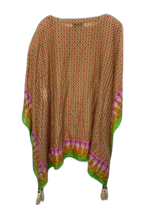 Tory Burch Size XS Orange, Green & Pink Silk & Cotton Geometric Print Dress Orange, Green & Pink / XS
