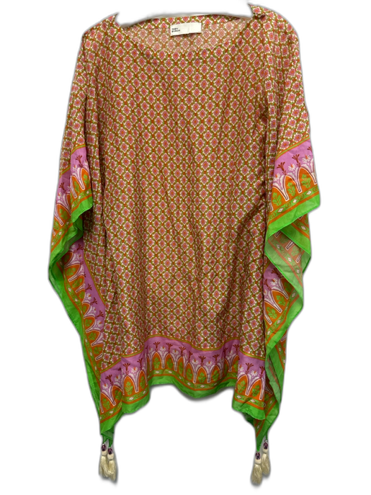 Tory Burch Size XS Orange, Green & Pink Silk & Cotton Geometric Print Dress Orange, Green & Pink / XS