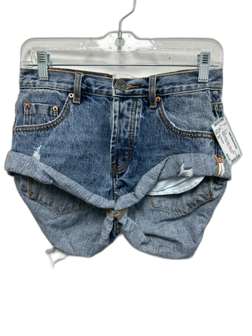 One Teaspoon Size 23 Medium Wash Cotton Denim Cuffed Button Fly Shorts Medium Wash / 23