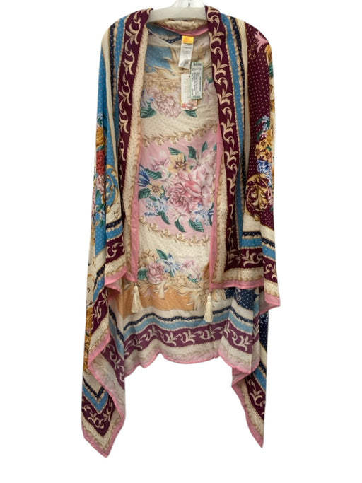 Agua Bendita Red, Beige & Multi Viscose Floral Tassel Detail Cover-Up Shawl Red, Beige & Multi / One Size