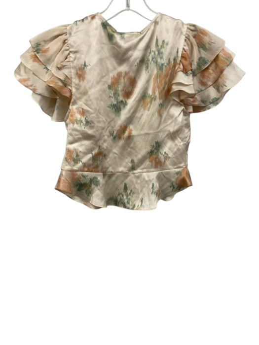 Loveshackfancy Size XS Cream, Green & Pink Silk Abstract Floral Pant Set Cream, Green & Pink / XS