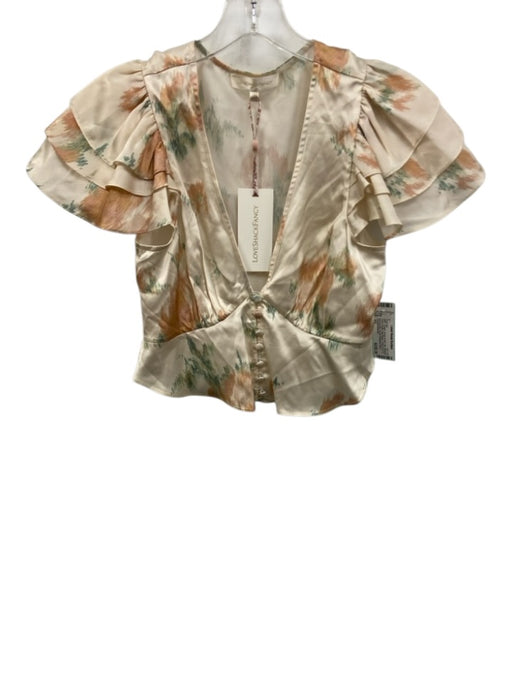 Loveshackfancy Size XS Cream, Green & Pink Silk Abstract Floral Pant Set Cream, Green & Pink / XS